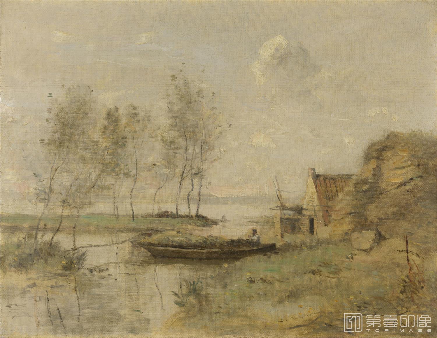 油画-大英博物馆藏画-Jean-Baptiste-Camille Corot - Souvenir of Palluel-1468